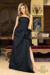 Navy Brocade Column Dress