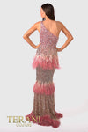 241GL2602 Asymmetrical Tulle Rose Gold Column Evening Dress