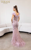 241GL2630 Trumpet Plunging Neck Tulle Lilac Column Evening Dress
