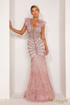 241GL2630 Trumpet Plunging Neck Tulle Lilac Column Evening Dress