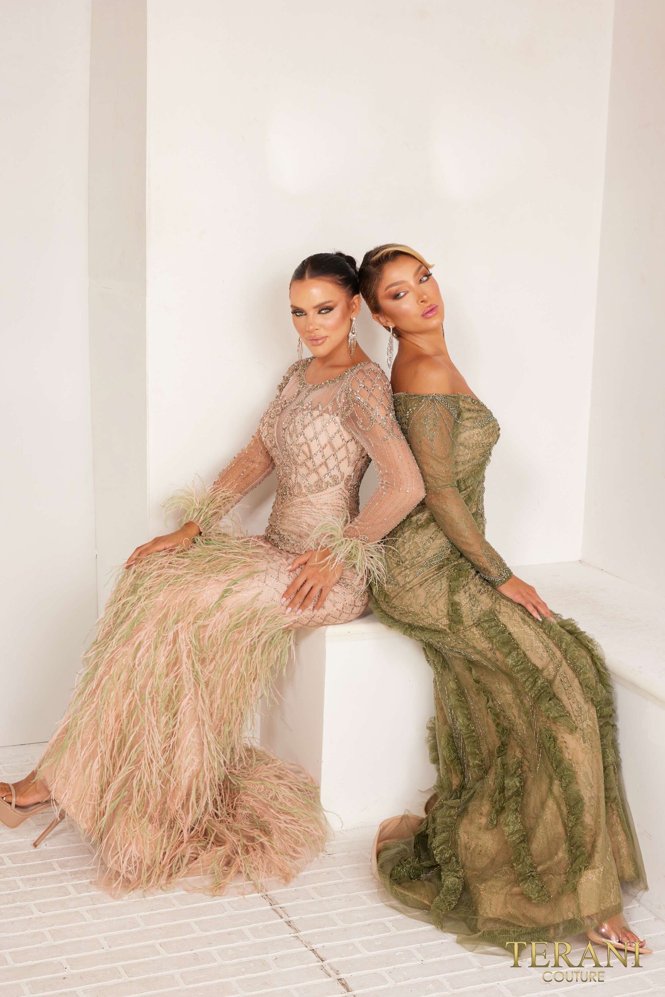 formal dresses fort myers fl Sage Green Beaded Lace A-Line Prom Dress with High Slit – TU009 – Viniodress