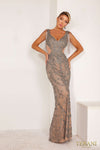 241GL2664 Plunging Neck Sleeveless Tulle Evening Dress