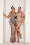 241GL2664 Plunging Neck Sleeveless Tulle Evening Dress
