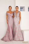 241E2410 Trumpet Sleeveless Sparkly Rose Silver Evening Dress