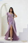 241M2704 Long Sleeves Asymmetrical Rose A-Line Evening Dress