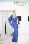 241M2710 A-Line Crepe Back Satin Plunging Neck Evening Dress