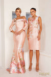 241C2314 Sheath V-Neck Jacquard Column Evening Dress
