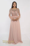 241M2718 Long Sleeves Chiffon Sheath Evening Dress