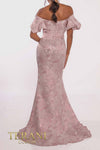 241M2719 Off-Shoulder Jacquard Rose Column Evening Dress