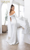 241M2721 Off-Shoulder Jacquard Silver Column Evening Dress