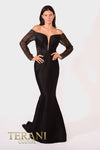 241M2734 Long Sleeves Trumpet Off-Shoulder Column Evening Dress