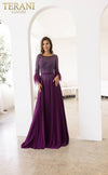241M2738 Sheath 3/4 Sleeves Chiffon Column Evening Dress