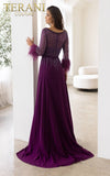 241M2738 Sheath 3/4 Sleeves Chiffon Column Evening Dress