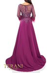 241M2738 Sheath 3/4 Sleeves Chiffon Column Evening Dress