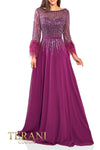241M2738 Sheath 3/4 Sleeves Chiffon Column Evening Dress