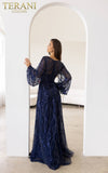 241M2739 Long Sleeves A-Line V-Neck Lace on Tulle Evening Dress