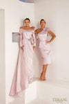 241M2743 Long Sleeves V-Line Off-Shoulder Rose Gold Column Evening Dress