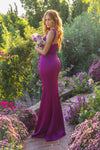 241P2018 Plunging Neckline Bodycon Sleeveless Satin Prom Dress
