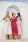 241P2022 A-Line Spaghetti Sleeveless Tea-Length Luffa Prom Dress