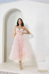 241P2022 A-Line Spaghetti Sleeveless Tea-Length Luffa Prom Dress