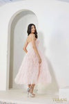 241P2022 A-Line Spaghetti Sleeveless Tea-Length Luffa Prom Dress