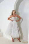 241P2022 A-Line Spaghetti Sleeveless Tea-Length Luffa Prom Dress