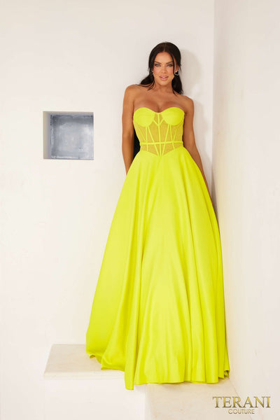 241P2046 Strapless Sheer Ballgown Prom Dress