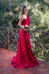 241P2067 Asymmetrical Matte Satin Evening Ballgown Dress
