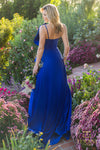 241P2067 Asymmetrical Matte Satin Evening Ballgown Dress