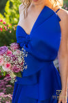 241P2067 Asymmetrical Matte Satin Evening Ballgown Dress