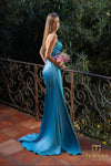 241P2076 Strapless Bodycon Slate Long Prom Dress