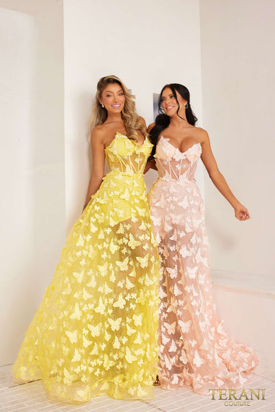 241P2086  A-Line Strapless Tulle Long Prom Dress