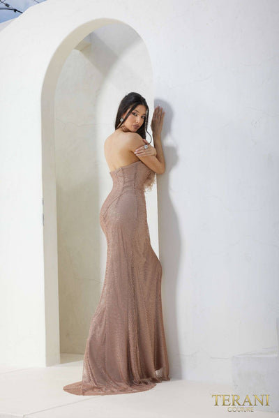 241P2125 Strapless Bodycon Nude Long Prom Dress