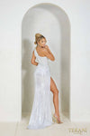 241P2137 Asymmetrical Bodycon Sleeveless Sequins Long Prom Dress