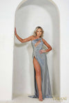 241P2137 Asymmetrical Bodycon Sleeveless Sequins Long Prom Dress