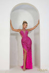 241P2163 Sleeveless Plunging Neckline Bodycon Tulle Long Prom Dress