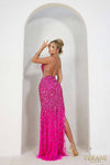 241P2163 Sleeveless Plunging Neckline Bodycon Tulle Long Prom Dress