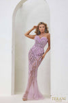 241P2168 Sleeveless Bodycon Tulle Lilac Silver Long Prom Dress
