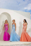 241P2171 Strapless Mermaid Tulle Long Prom Dress