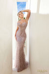 241P2218 Sleeveless Beaded Tulle Bodycon Mauve Long Prom Dress