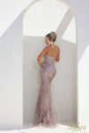 241P2218 Sleeveless Beaded Tulle Bodycon Mauve Long Prom Dress