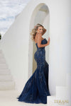 241P2219 Sleeveless Trumpet Beaded Tulle Long Prom Dress