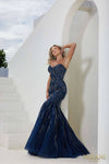 241P2219 Sleeveless Trumpet Beaded Tulle Long Prom Dress