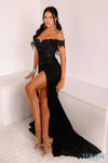 241P2238 Off-Shoulder Bodycon Black Long Prom Dress