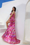 241P2269 Queen Anne Trumpet Fuchsia Multi Long Prom Dress