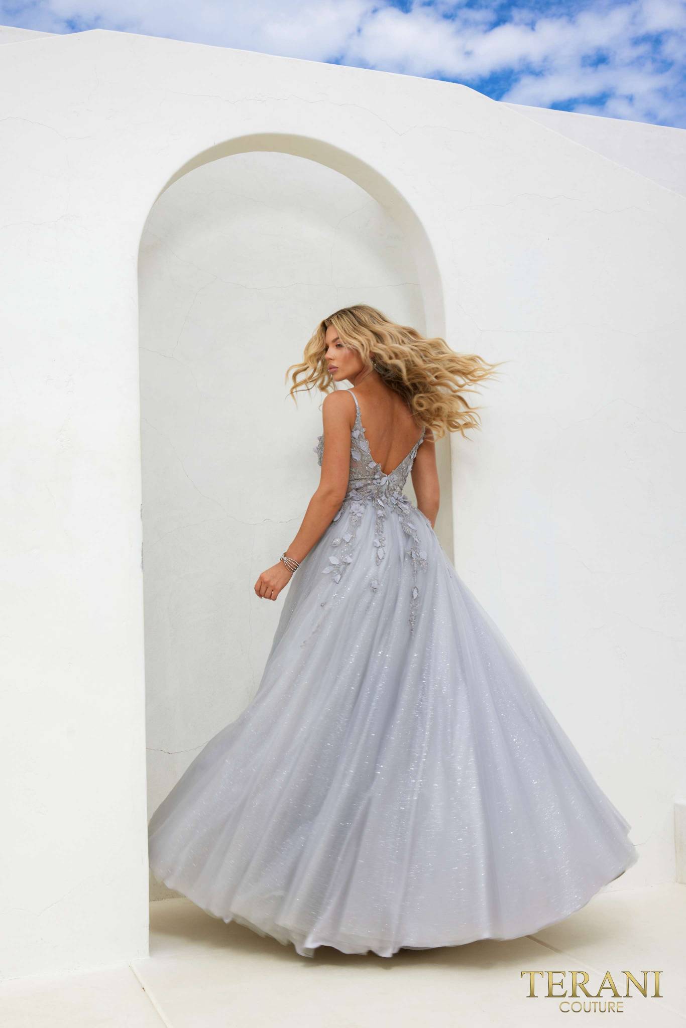 241P2281 Spaghetti Sleeveless Glitter Tulle Ballgown Prom Dress
