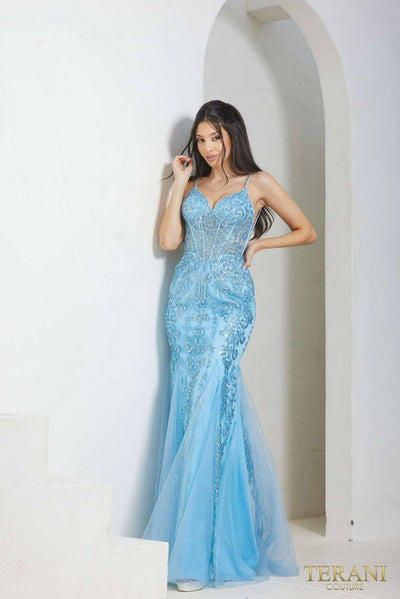 241P2294 Sleeveless Spaghetti Trumpet Long Prom Dress