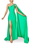 241P2295 Asymmetrical Bodycon Sleeveless Ocean Blue Long Prom Dress