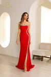 241E2437 Strapless Sparkly Crepe Column Evening Dress