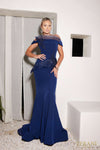 241M2728 Asymmetrical Trumpet Off-Shoulder Column Evening Dress